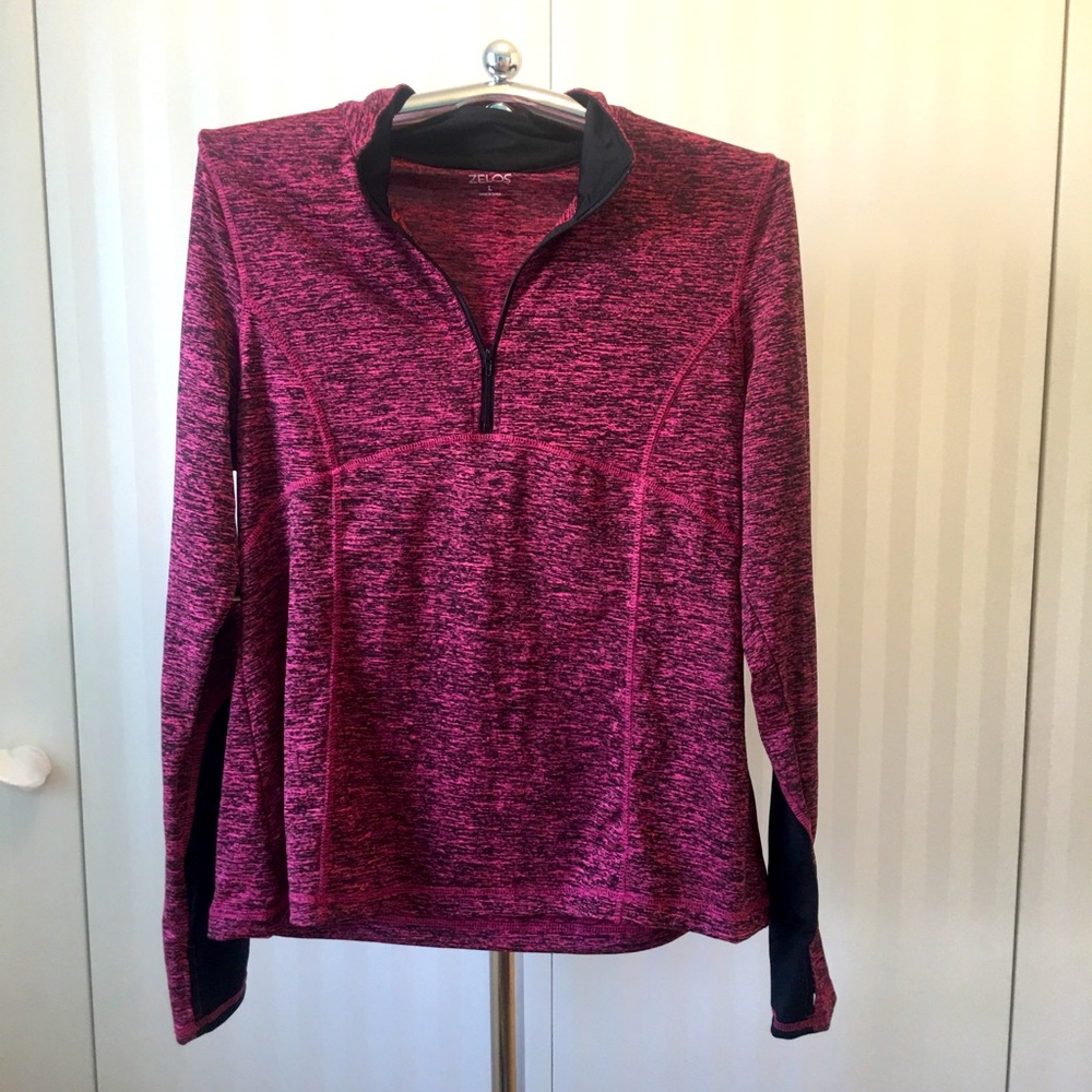 NWOT Zelos burgundy half zip quick dry pullover active top Size L